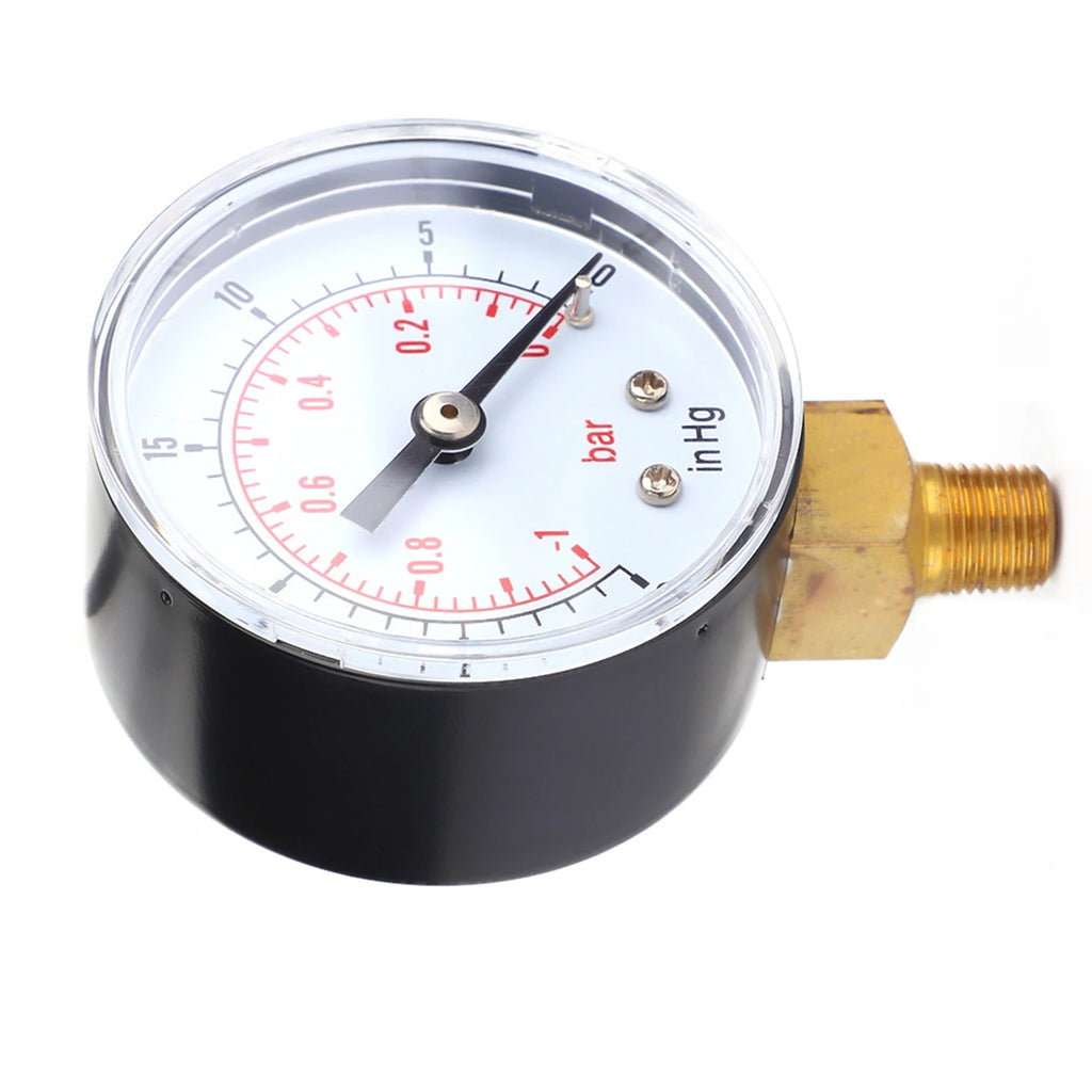 Vacuum Gauge -1-0Bar -30-0inHg 50mm 1/8 BSPT Bottom Connection for Air Water Oil Oil Vacuum Gauge Vacuum Gauge Bottom Connect