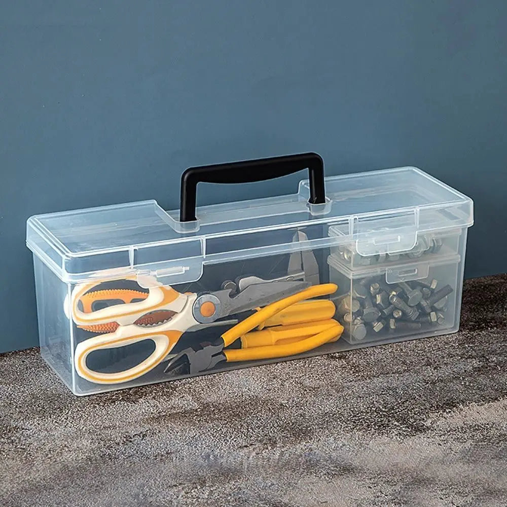 Portable Plastic Hardware Tool Box Transparent Tool Organizer Tool Storage Box Household Toolbox Parts Box