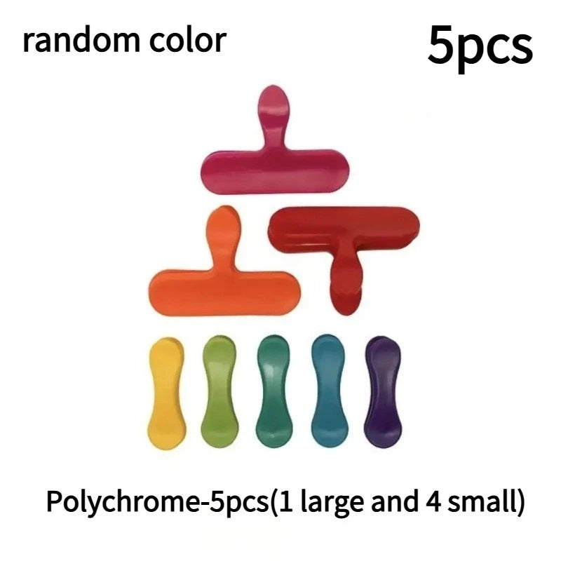 5pcs Stainless Steel and Plastic Rainbow Clips Random Color Set,Suitable for Kitchen, Home Organization.Multifunctional Fixer