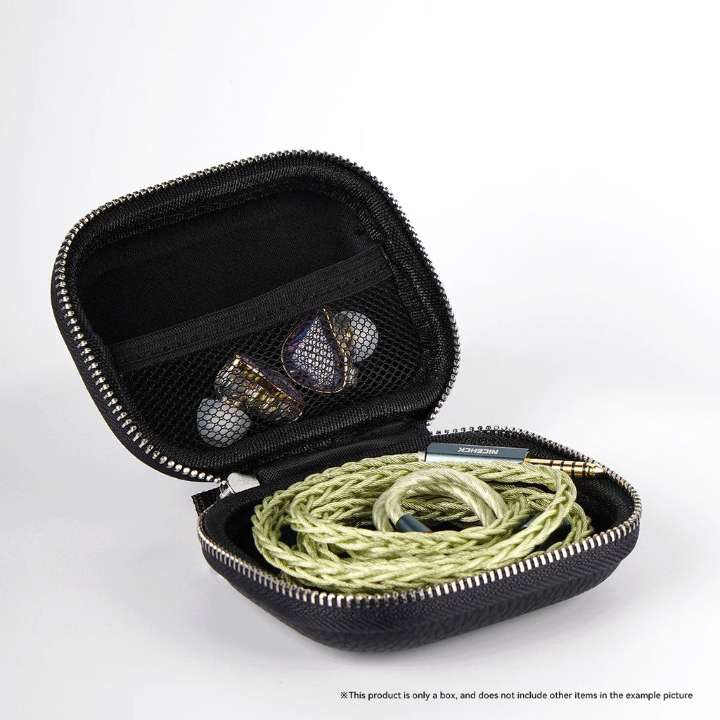 NICEHCK High Grade PU Leather Zipper Earphone Storage Box, Lightweight Protective Case for Cables IEM Accessories NX8Ti TitanX