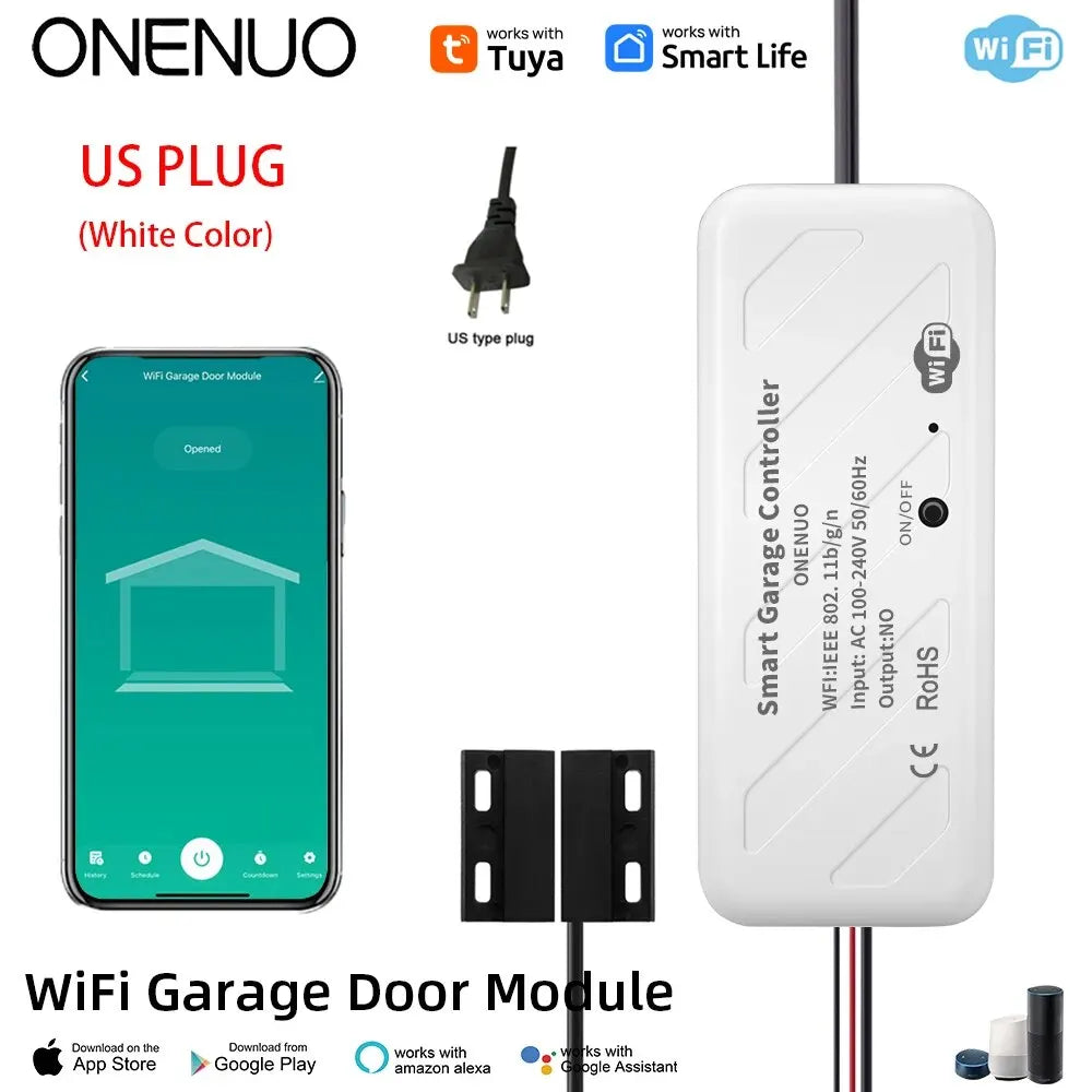 Tuya WiFi Switch Garage Door Controller Smart Door Opener Work with Alexa Google Home Smart Life Tuya APP Control No Hub Require