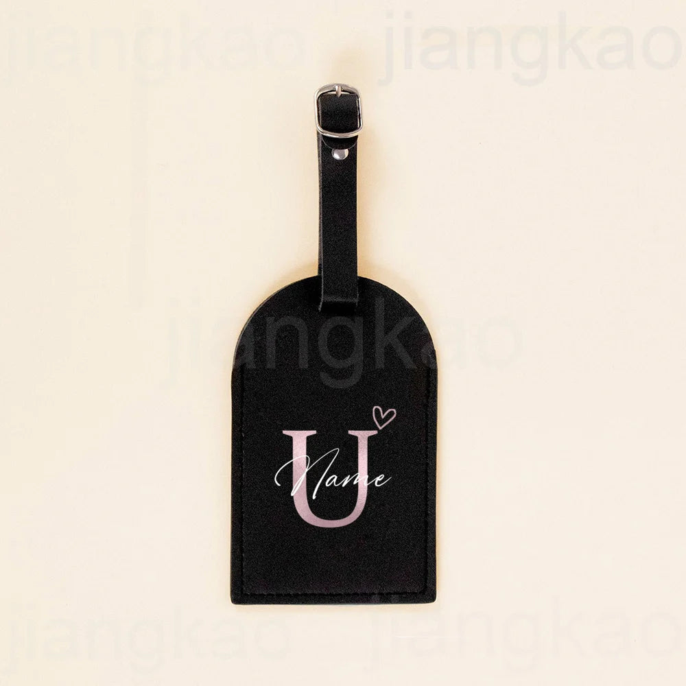 Personalized Letter with Name Monogram Luggage Tags Leather for Suitcase Baggage Handbag Tag Custom Travel Bag Label Best Gift