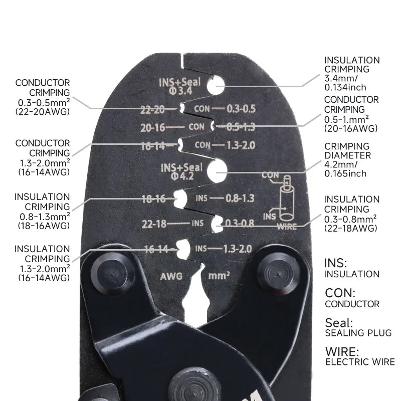 Waterproof terminal crimping pliers 22-14AWG Automobile connector crimping tool multi-function Electrical tools