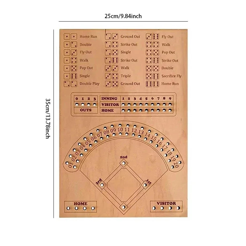 Baseball Dice Board Game Wooden Dice And Marble Board Game Interactive Double Battle Table Game Fun Sports Toy