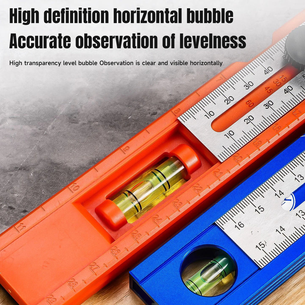 Aluminum Alloy Multiple Angled Positioning Ruler Featuring Rotating Knob High Precise Bubble Level and Limit Marker