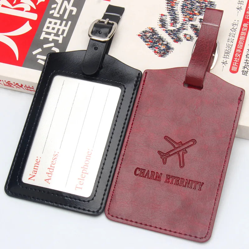 Thick Leather Airplane Boarding Pass Creative Travel Suitcase Tag Checked in Luggage Tags Cute Luggage Tag Address Name Lable