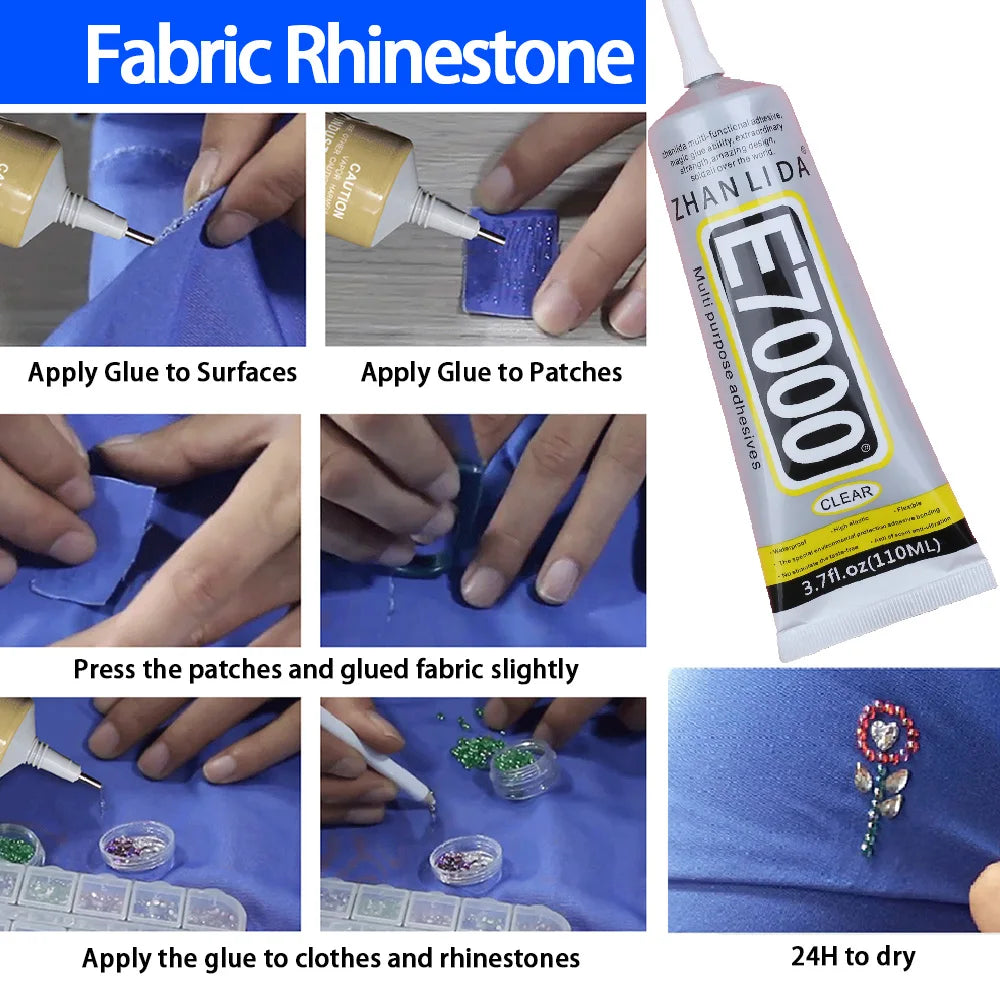 50/110ML E7000 Clear Ziai Fabric Textile Clothes Logo Patch Jewelry DIY Craft Leather Crystal Rhinestone Phone Epoxy Adhesive