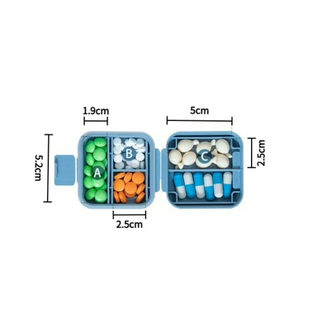 1PCS Travel portable dustproof medicine box with silicone ring double sealing compartment storage box and mini packaging box