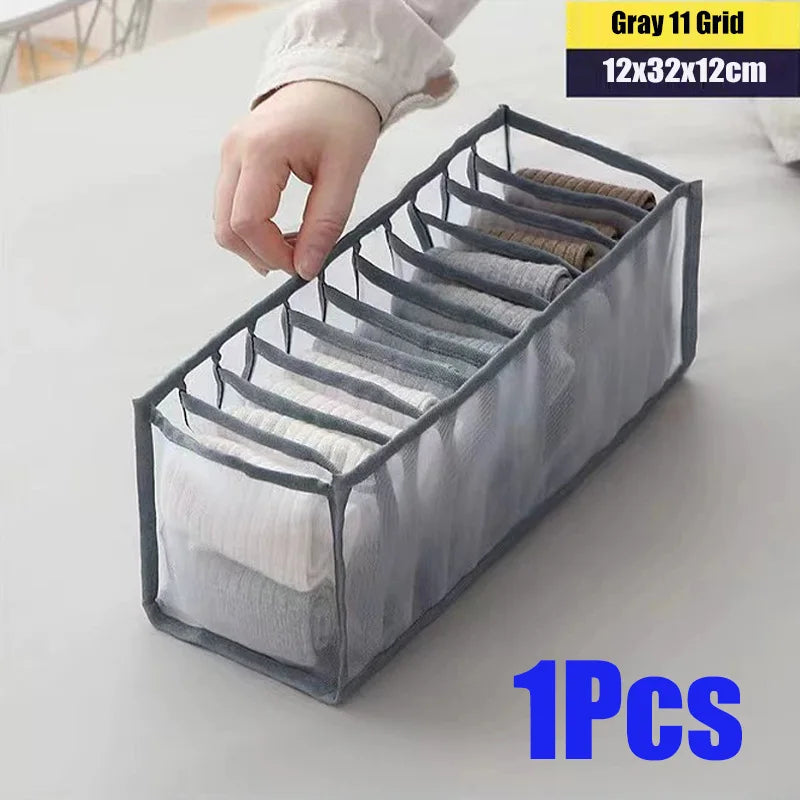 Underwear Drawer Organizer Storage Box Gruds Foldable Closet Organizers Trancparent Mesh Drawer Divider For Underpants Socks Bra