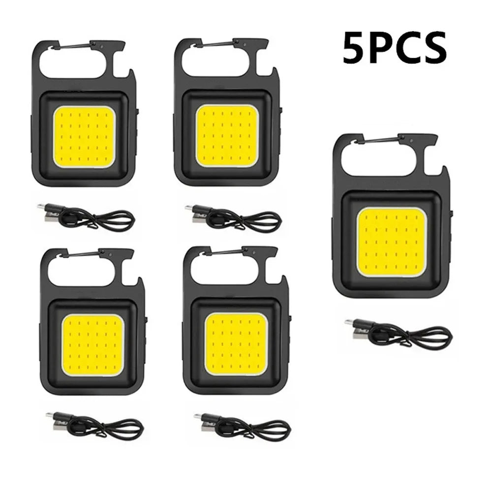 Portable Mini Super Bright COB Keychain Light 4 Lighting Modes Forwork Light Flashlight Charging Lamp Camping Lights with Magnet