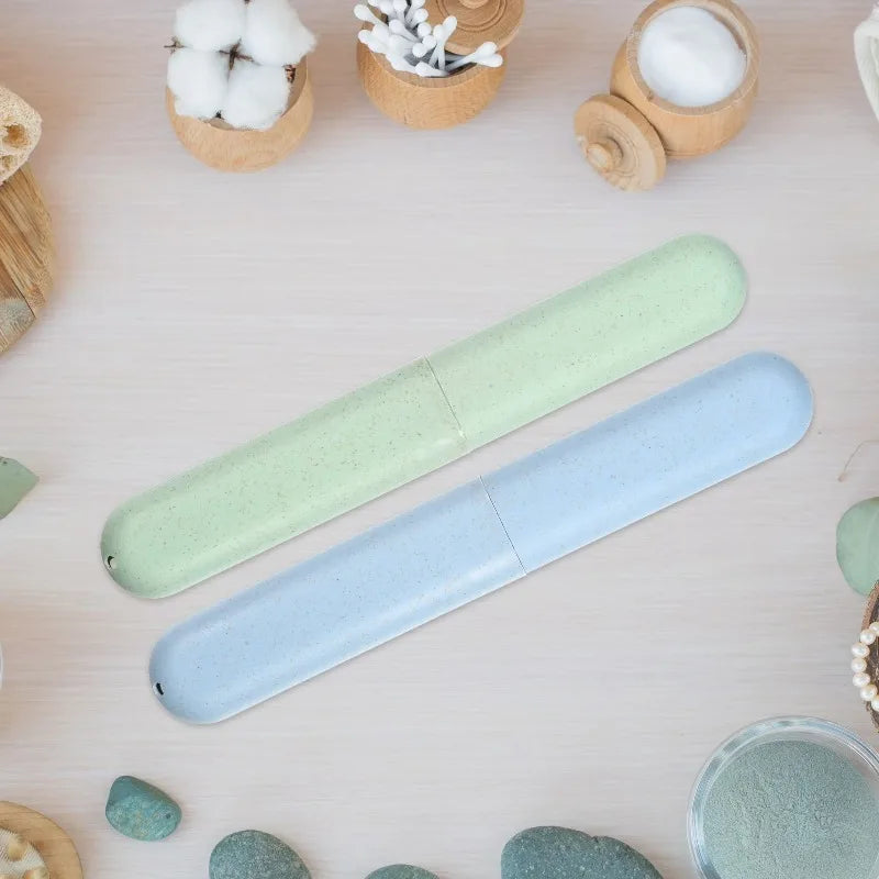 2pcs Toothbrush Travel Case Traveling PP Portable Holders Cases Green Blue 8.07''x1.22''x0.83''
