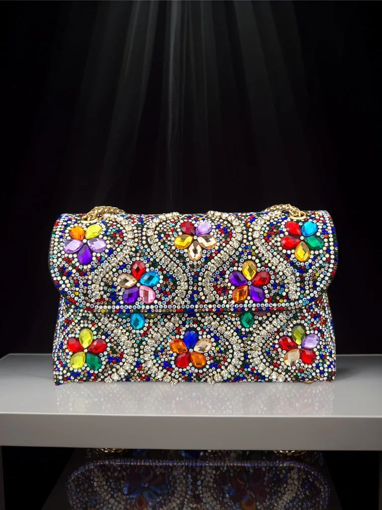 New Fashion Celebrity Rhinestone Bag Clothing Alloy Xiaoxiangfeng Shoulder Crossbody Dinner Bag