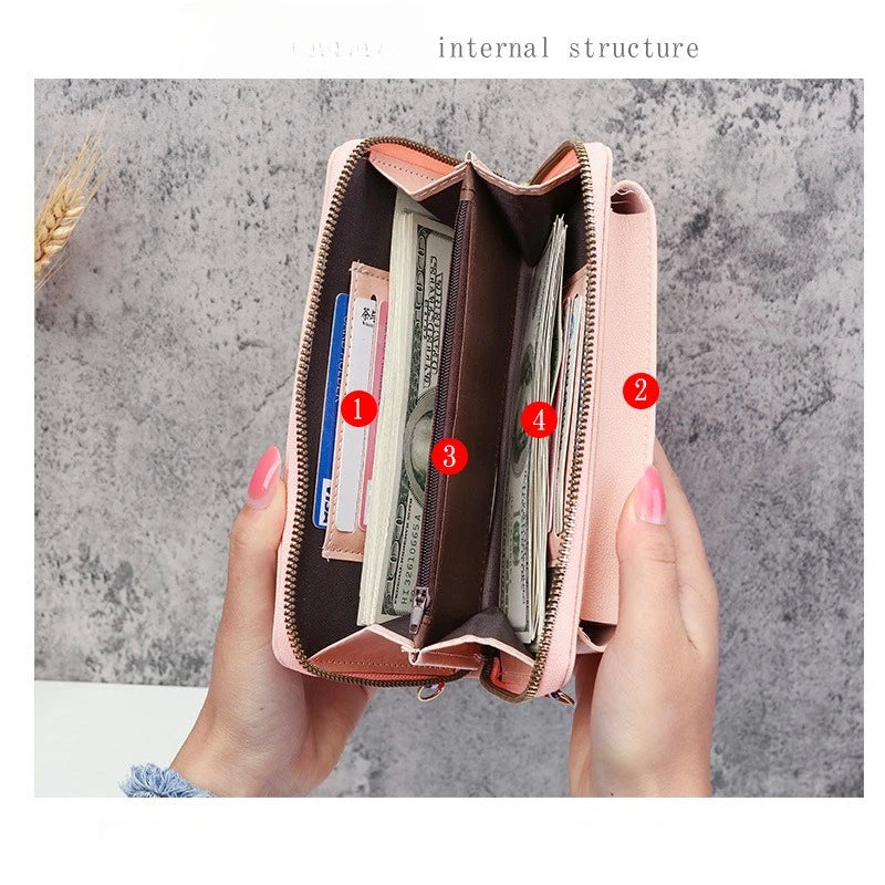 Sweet Mobile Phone Bag Women's Portable Versatile Zipper Small Messenger Bag Multi-function Large-capacity Change Card Bag