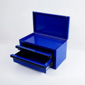 275MM Mini Metal Drawer Style Tool Storage Box Dark Blue 3 Layer Portable Top Opening Organizer for Easy Layered Sorting