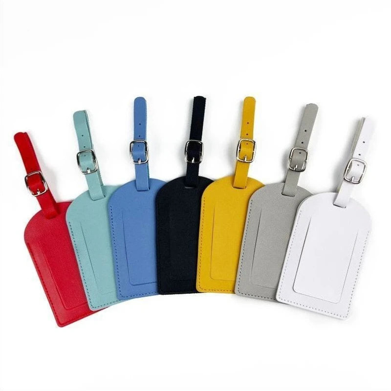 Women Men Luggage Tags PU Leather Travel Accessories Suitcase ID Address Name Holder Baggage Boarding Tags Portable Label