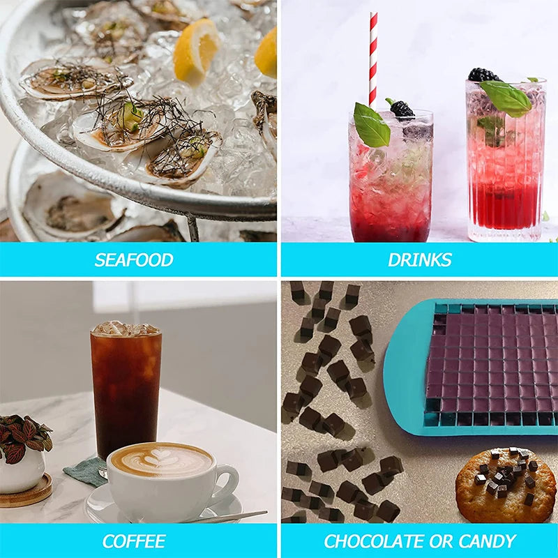 LMETJMA Silicone Mini Ice Cube Trays 160 Crushed Ice Cube Molds Easy Release Small Ice Cube for Chilling Whiskey Cocktail JT42