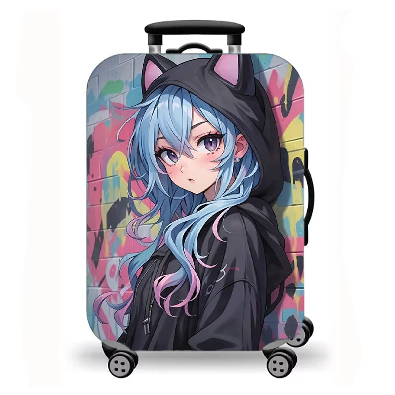 Luggage Cover, Anime Fantasy Cosmic Art Print Stretch Suitcase Protector for Travel, Sci-Fi Character Design