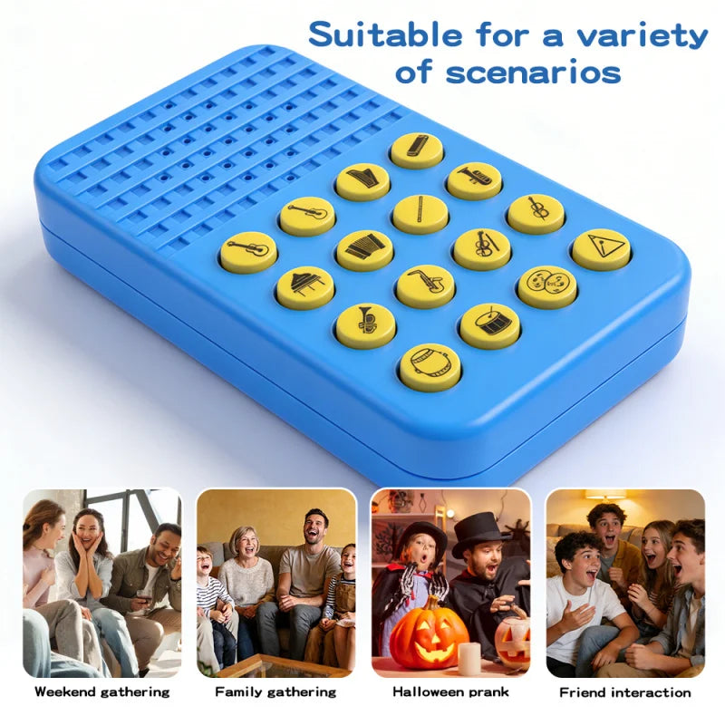 Four funny sound effect machines that produce various amusing sounds, perfect for parties and as fun gifts for children.