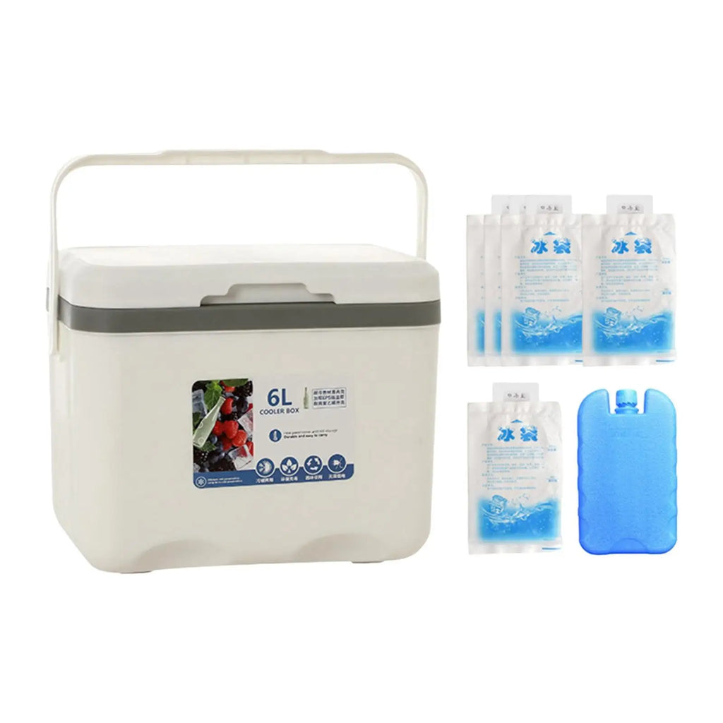 Camp Cooler, Ice Box Chest, 6 L with Handle Portable Cold Storage Case with Ice