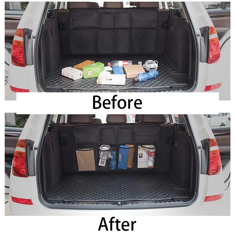 Car Trunk Organizer Universal Adjustable Backseat Storage Bag Net High Capacity Hanging Organizers for Jeeps SUVs Vans