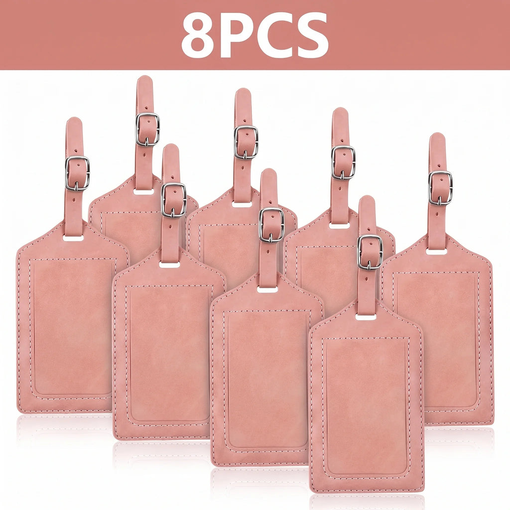 3/5/8PCS Privacy PU Leather Luggage Tag Adjustable Metal Buckle Waterproof Anti-lost Suitcase ID for Backpack Golf Carry Bag