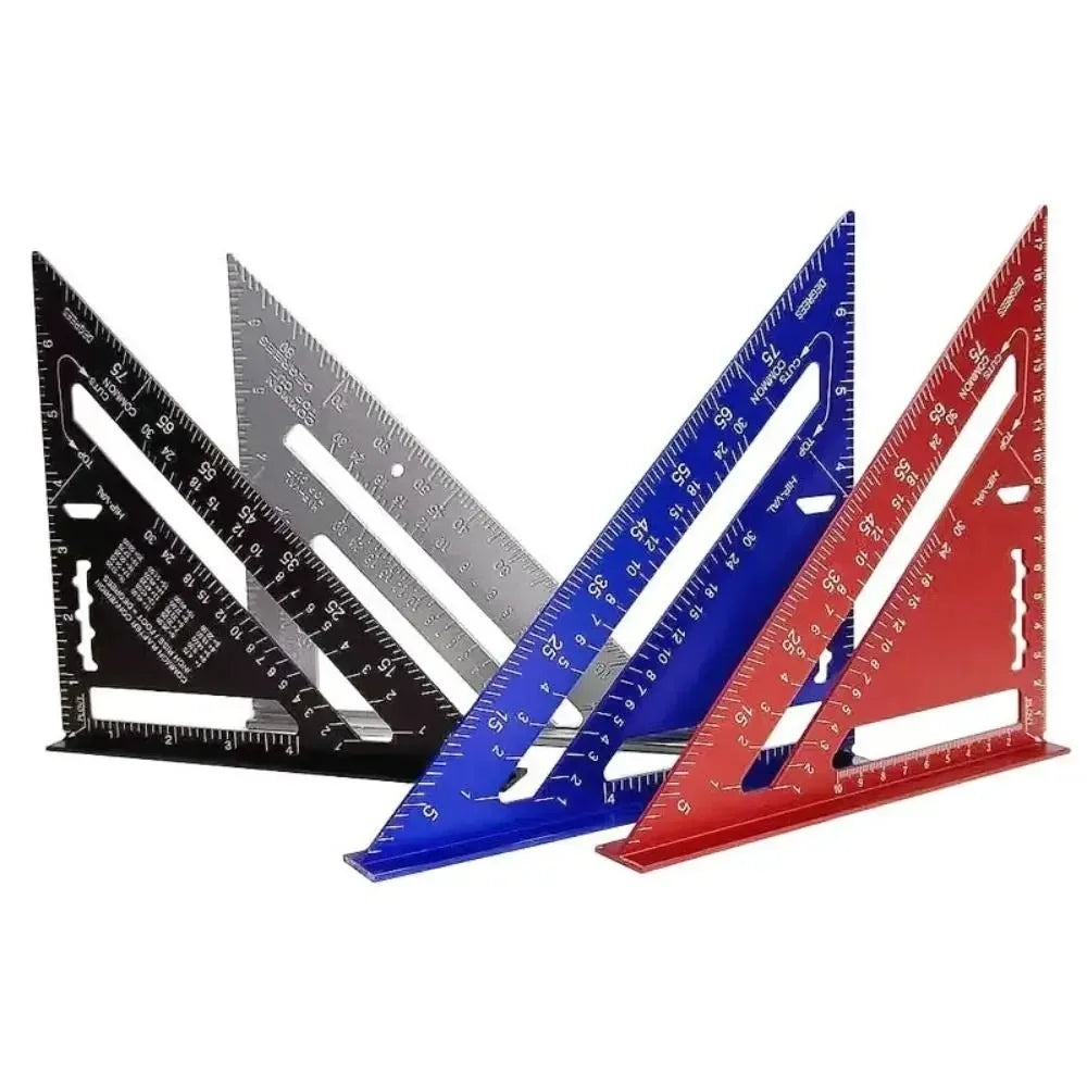 7-Inch Triangle Ruler Aluminum Alloy Measurement Tool with Inch & Metric ScaleCarpenter Speed Square Angle Ruler for Woodworking