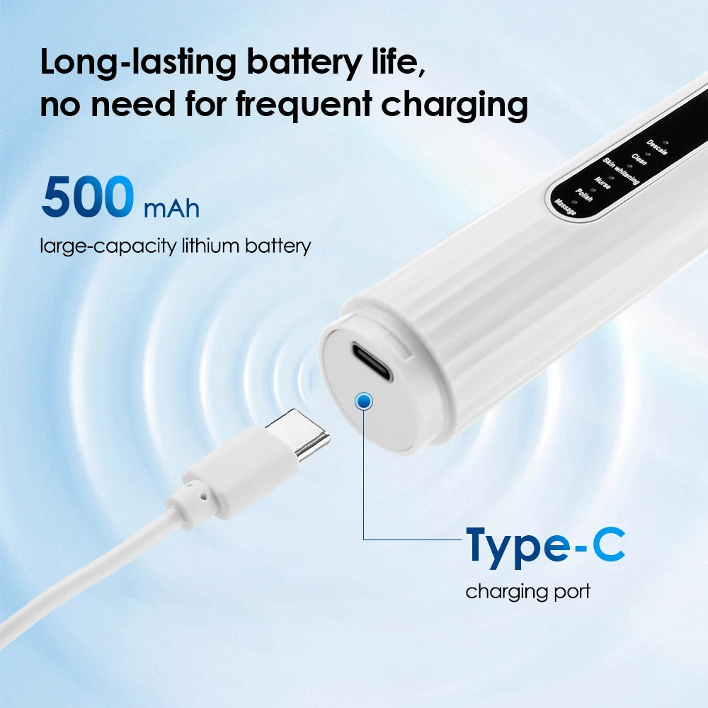 Electric Tooth Cleaner Waterproof Toothbrush Sonic Vibration Dental Scaler Plaque Calculus Tartar Remover With 5pcs Brush Heads