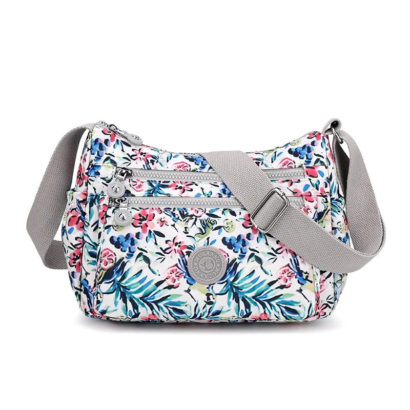 Women's Lightweight Nylon Crossbody Bag with Multiple Pockets Tote Purse Shoulder Handbag Travel Bag for Daily Use