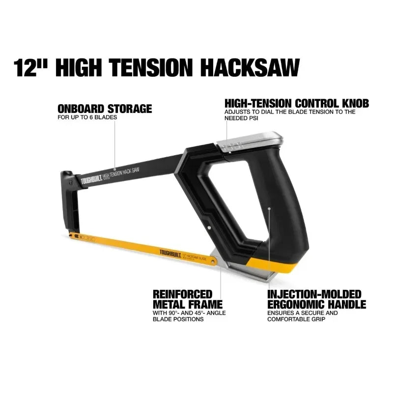 ToughBuilt TB-H4-22H 12in High Tension Hacksaw Hand Tools Accessories Construction Renovation Tools