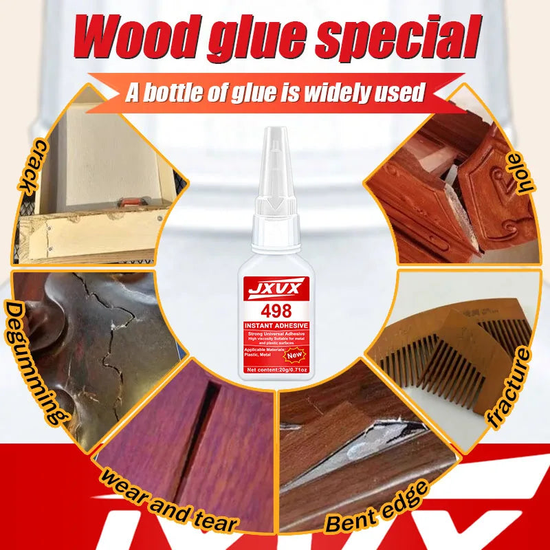 498/480 Clear/Black Wood Super Glue For Woodworking Furniture Repair Safe Carpenter Glue Instant Quick-drying Cyanoacrylate Adhesive For for Chairs Tables Doors and Wooden Floors.