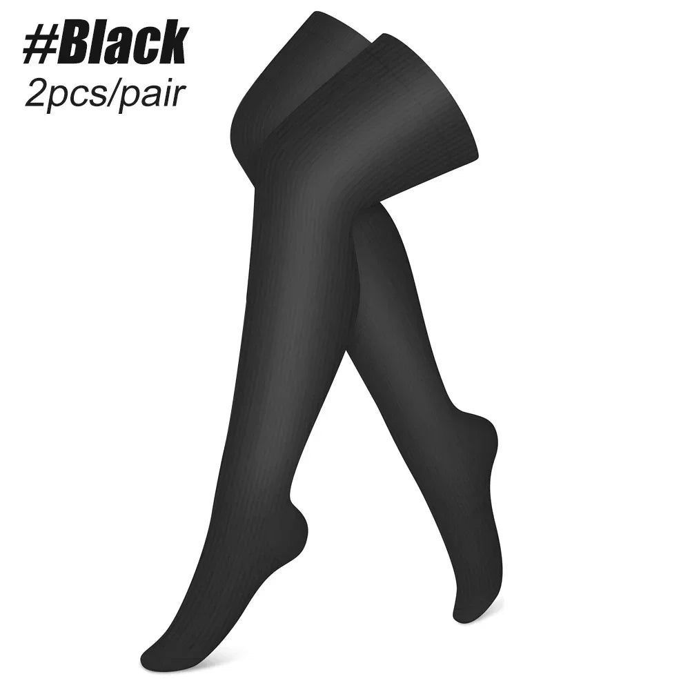 1Pair Sport Thigh High Compression Socks for Running, Edema, Varicose Veins, Pregnancy & Nursing