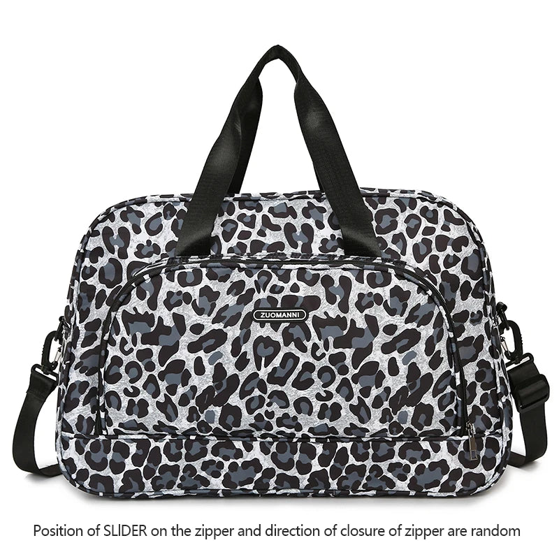 Fashionable Leopard Printing Travel Bag, Large Capacity Sports Gym Tote Bags for Women,Weekend Overnight Duffel Shoulder Bag