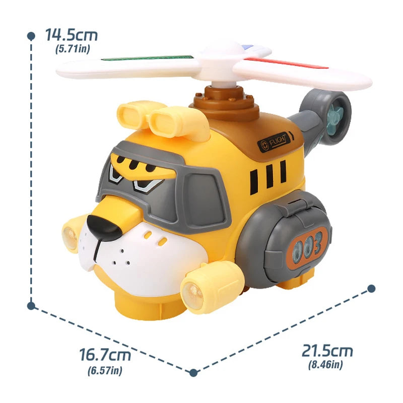Electric 360 Rotating Tiger Airplane Toddler Cartoon Toys With Sounds And Lights Children's Toy Helicopter Boys Birthday Gifts