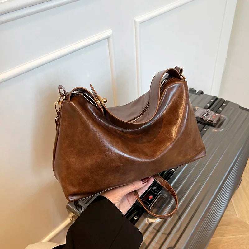 2025 Winter New Retro Rectangle PU Solid Color Zipper Water Proof Crossbody Bags High Quality Multiple Compartments Bags