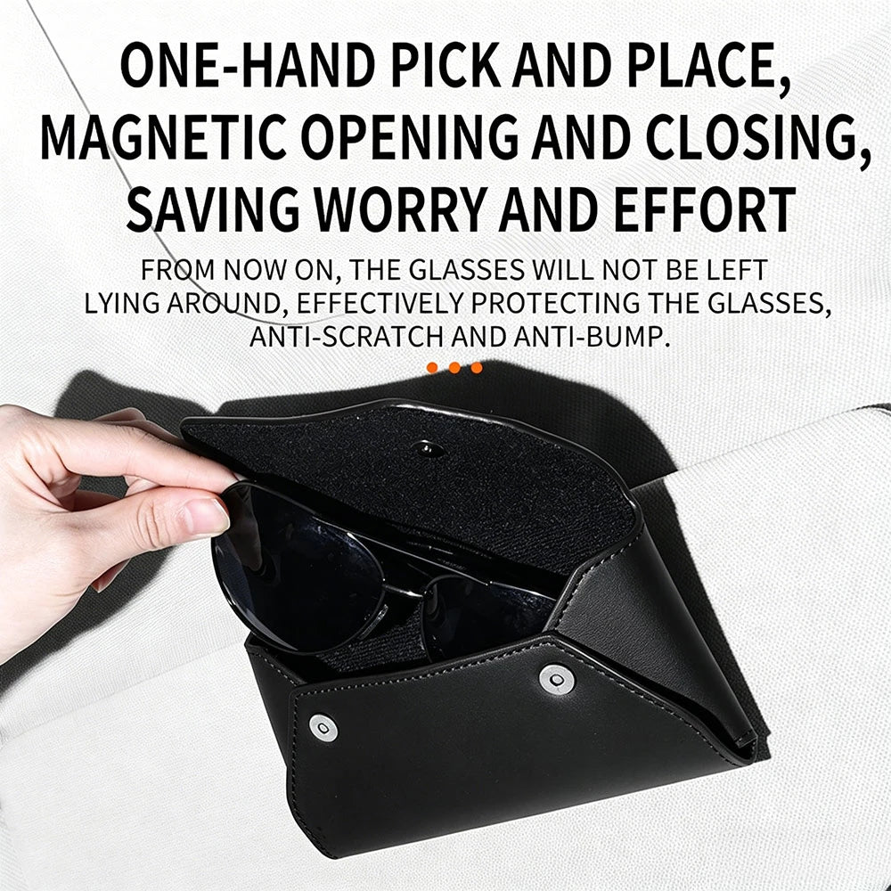 For BWM 3 7 Series X4 X5 M5 M8 Magnetic Car Sun Visor Glasses Holder Bag Wear-Resistant Auto Sunglasses Protective Box Closure