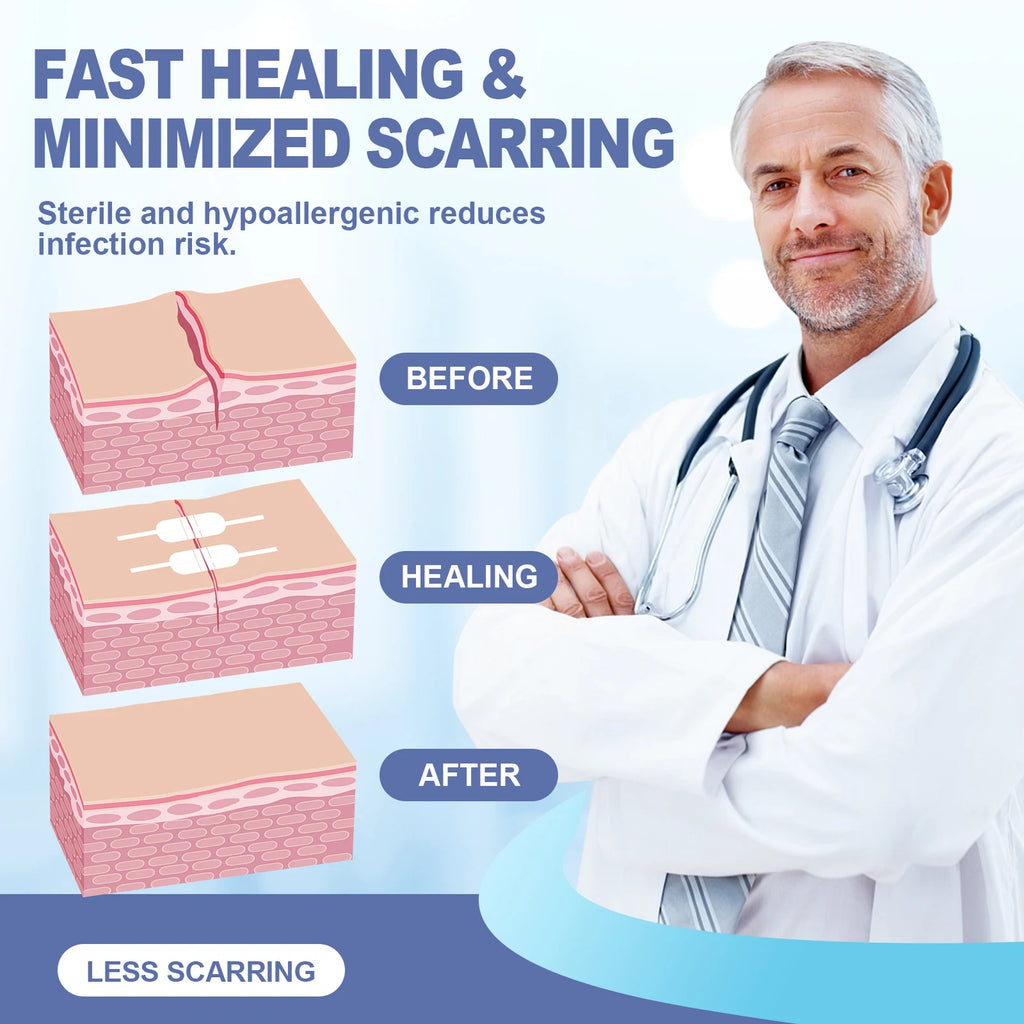 Aid Mate Zipper Band-aid Wound Closure Device Kit Suture Free Laceration Strips for Emergency Survival Wound Reduce Tension Tape