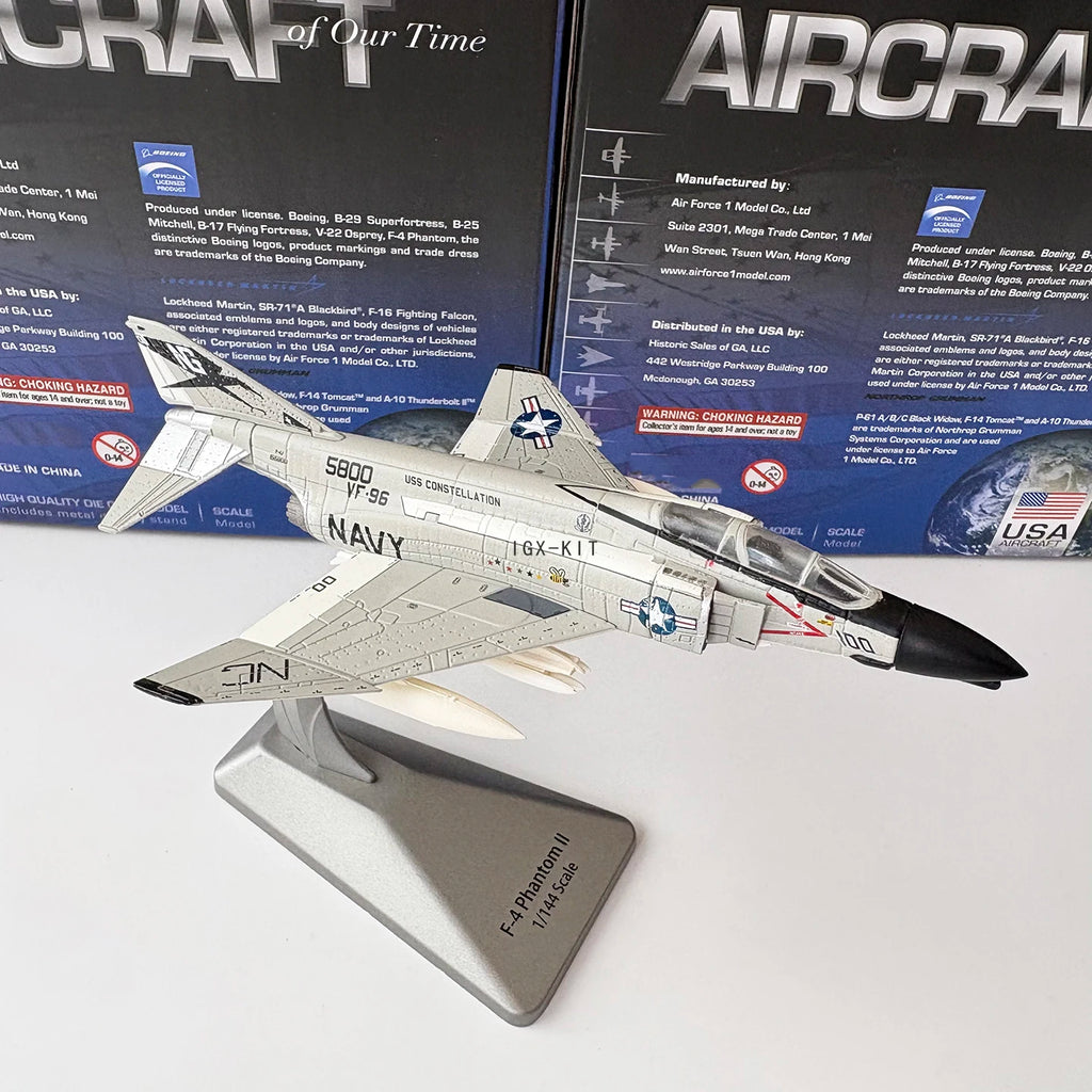1/144 Scale US F-4 Phantom II Carrier-Based Fighter Jet F4 Silver Diecast Finished Military Plane Model Collection Ornament Gift