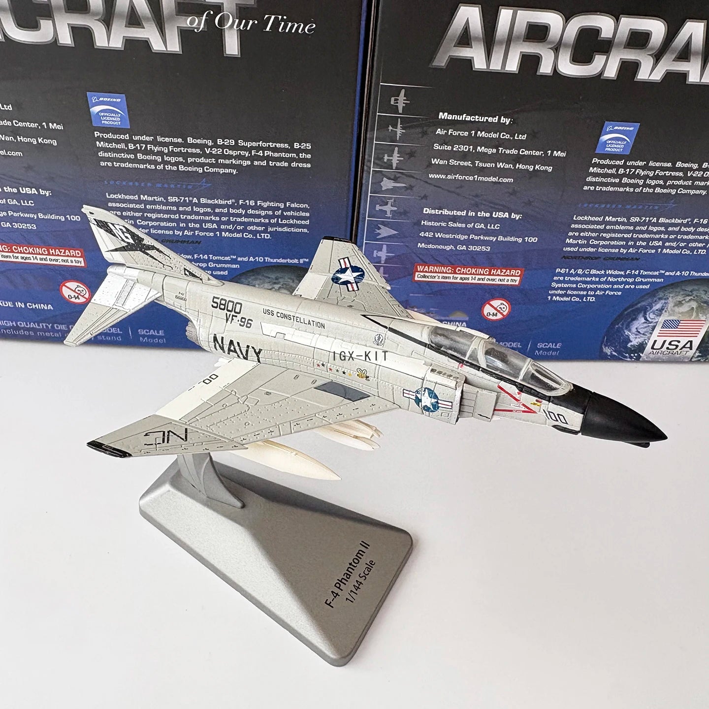 1/144 Scale US F-4 Phantom II Carrier-Based Fighter Jet F4 Silver Diecast Finished Military Plane Model Collection Ornament Gift