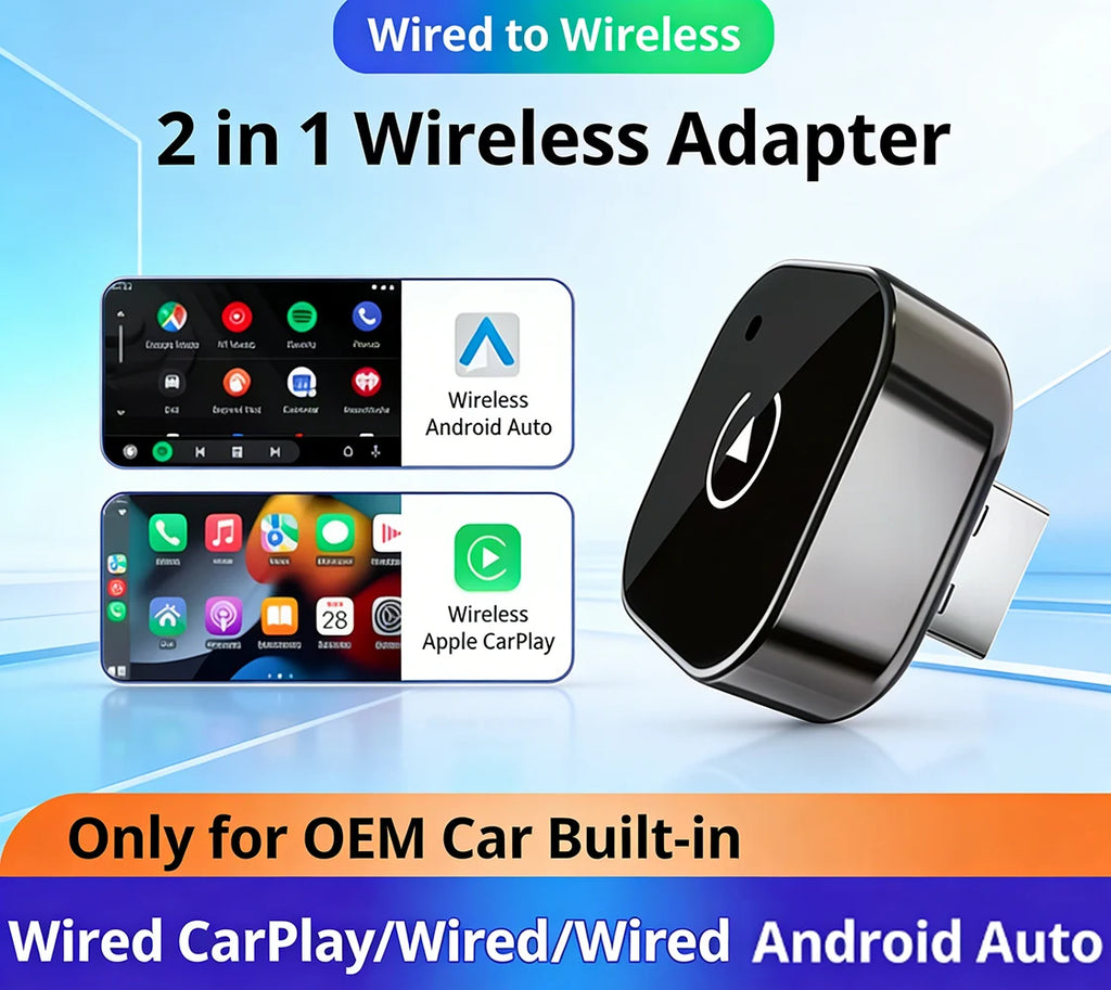 2026 New Wireless CarPlay Adapter for Apple iPhone ＆Android Auto 2 in 1, Mini USB CarPlay Dongle Wirn with Fast Stable Connectio