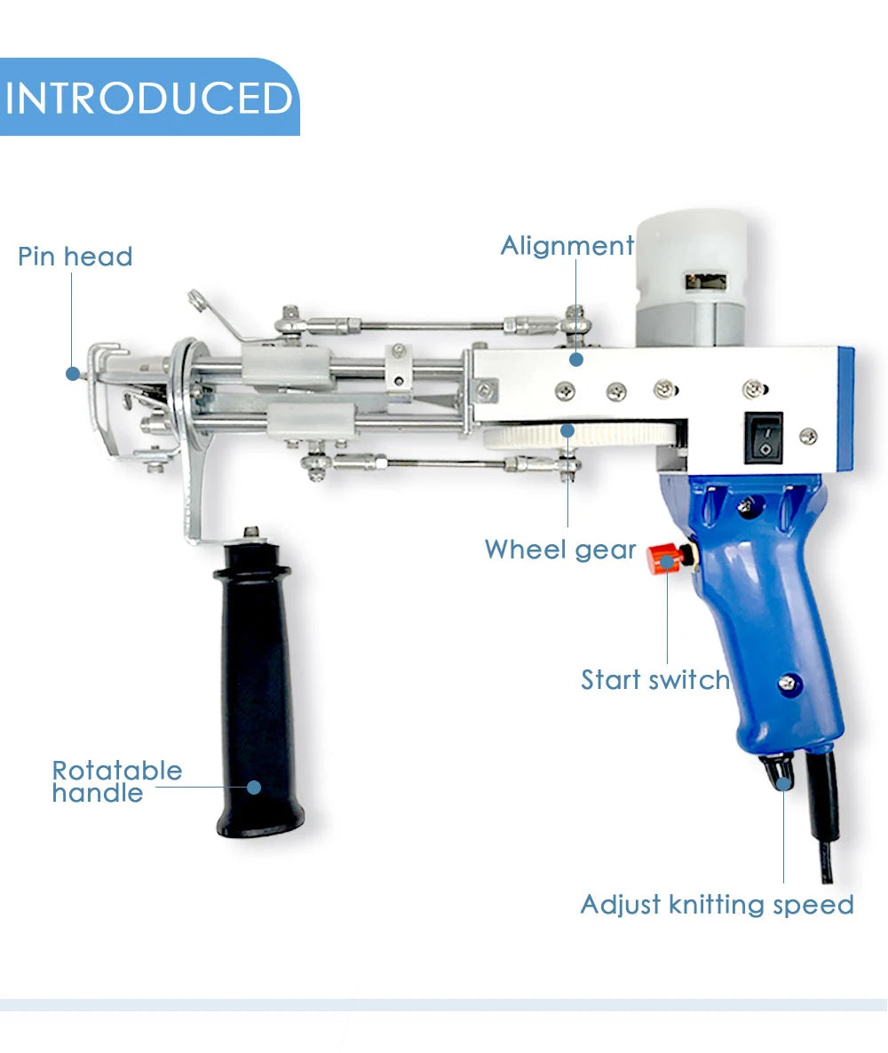 Tufting Gun 2 in 1 Set Electric Carpet Tufting Gun Electric Carpet Tapis Knitting Tufting Pistol Weaving Flocking Rug Machine