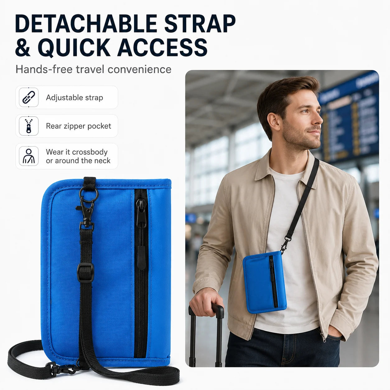 RFID Blocking Travel Wallet Passport Holder Multifunction Credit Card Case Men Women ID Document Organizer Anti-Theft Pouch