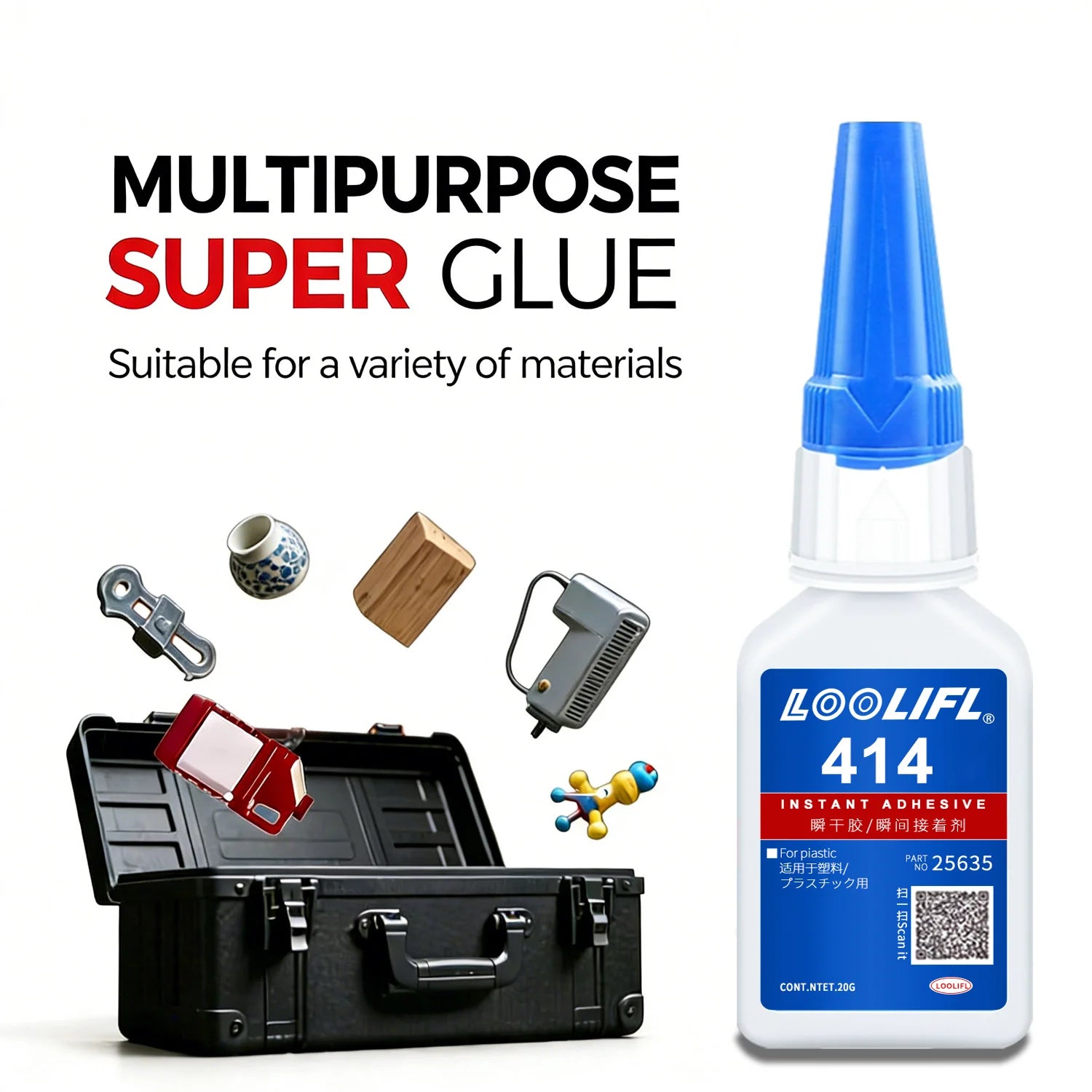 LOOLIFL 414 10Pcs 20G Super Glue Multi Purpose Strong Cyanoacrylate Adhesive For Plastic Rubber Metal Fast Setting Repair Glue