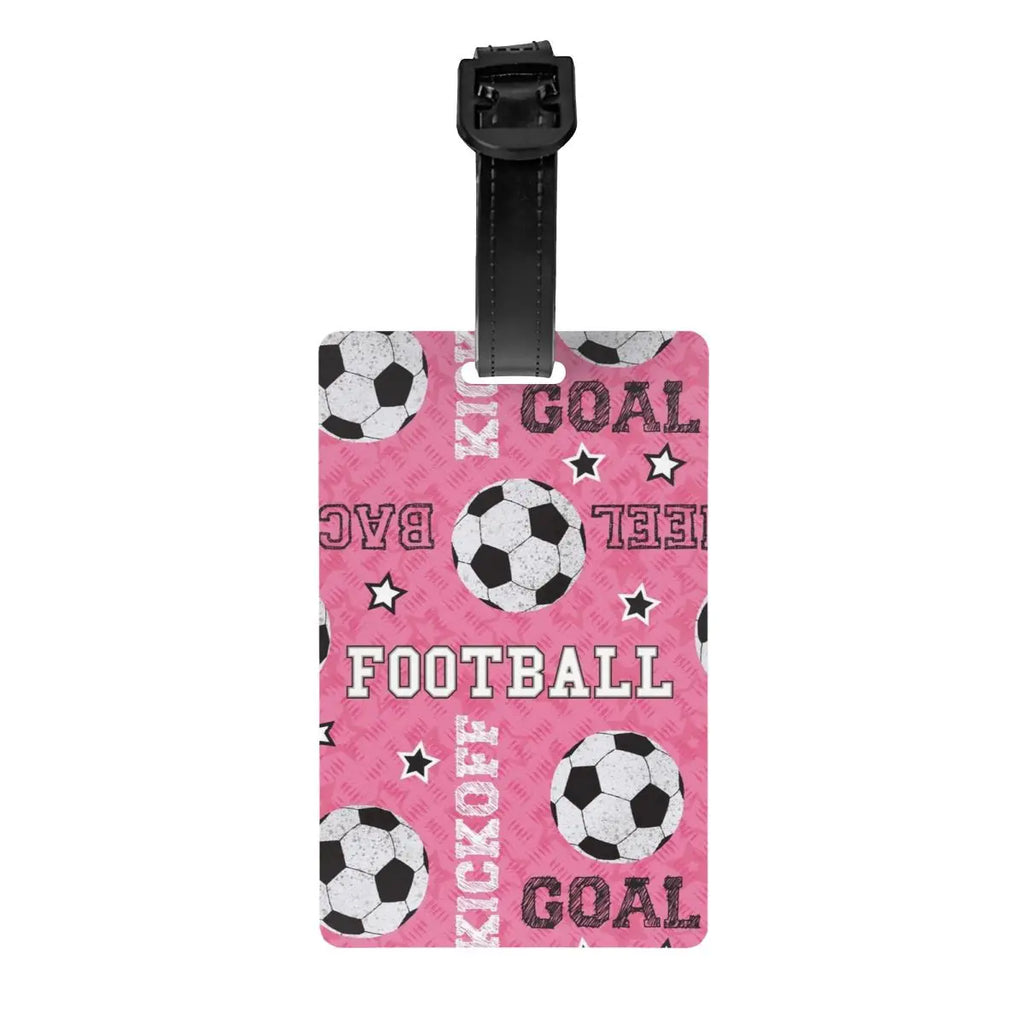 Custom Cool Soccerly Footbally Print Luggage Tag With Name Card Privacy Cover ID Label for Travel Bag Suitcase