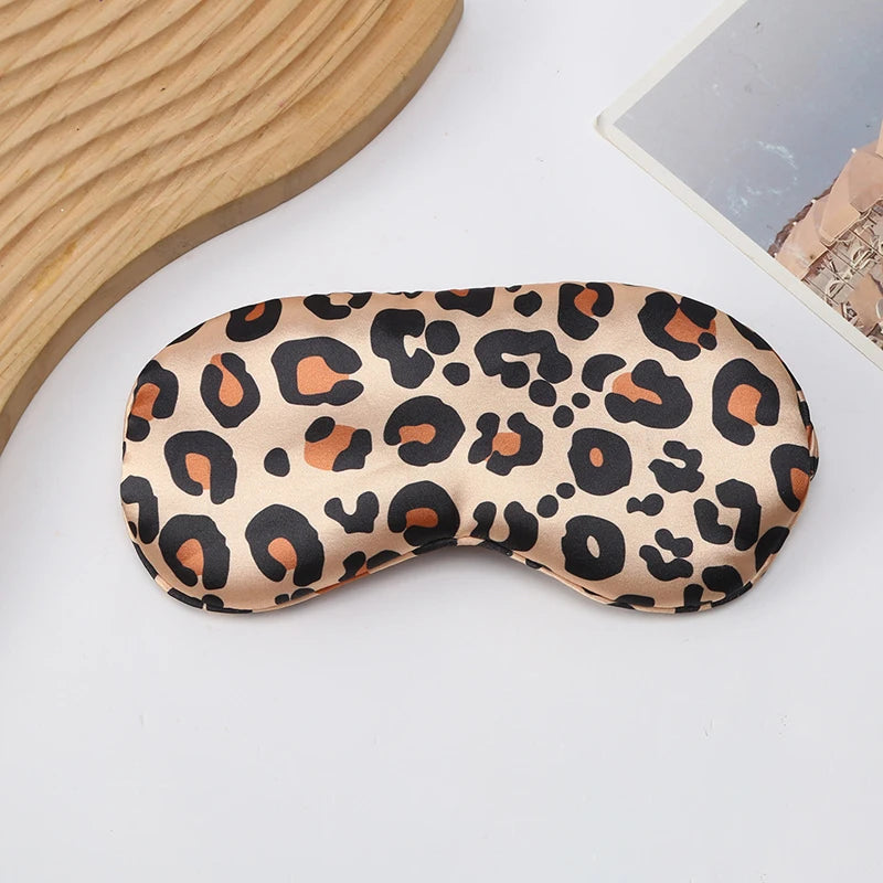 Leopard Print Double-Sided Simulated Silk Eye Mask 3d Light-Shielding Sleep Eye Mask, Ice-Feeling Breathable Eye Mask