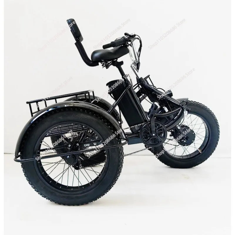 20 inch fat tire pedal tricycle snow lithium battery bike