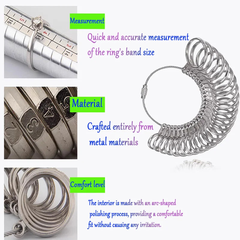 TOOLTOS 13PCS Ring Sizer Tool Kit with Mandrel Hammer Ring Clamp Gauge Polishing Tools for Jewelry Repair