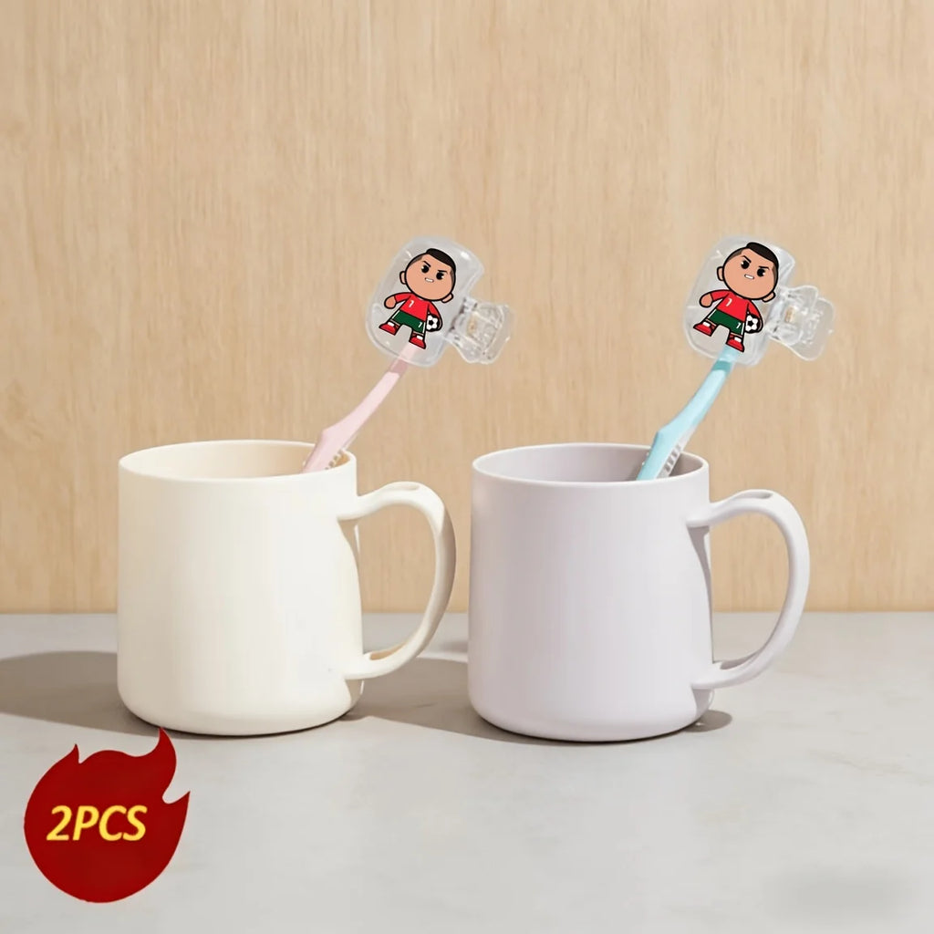 2pcs No. 7 Soccer Ball Portable Toothbrush Head Covers Storage Case Protective Cover Holder Bathroom Accessory for Home Travel