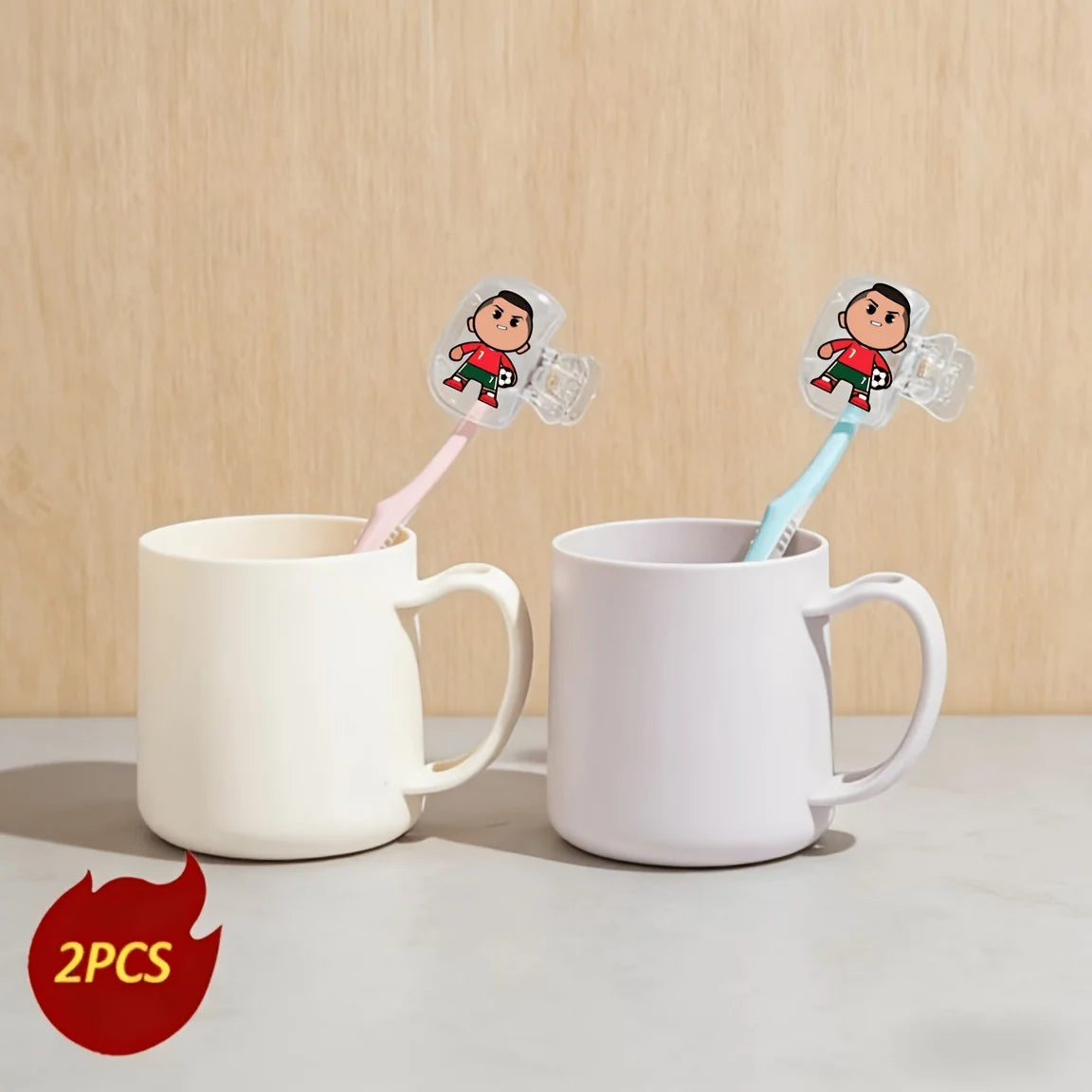 2pcs No. 7 Soccer Ball Portable Toothbrush Head Covers Storage Case Protective Cover Holder Bathroom Accessory for Home Travel