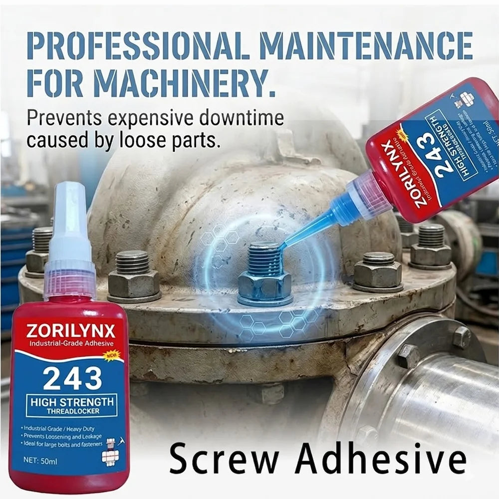 243 Threadlocker 50ml High Strength Blue Adhesive Oil Resistant Anaerobic Glue for Screw Lock Metal Bolt Nut Seal  ZORILYNX