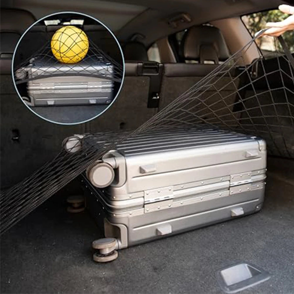 60x40cm Elastic Luggage Storage Net With 4 Hooks, Fits Most Car SUV RV Trunks For Secure Transport For Travel And Daily Use